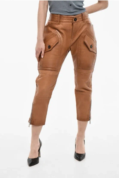 Dsquared2 Leather Pants With Side Pockets