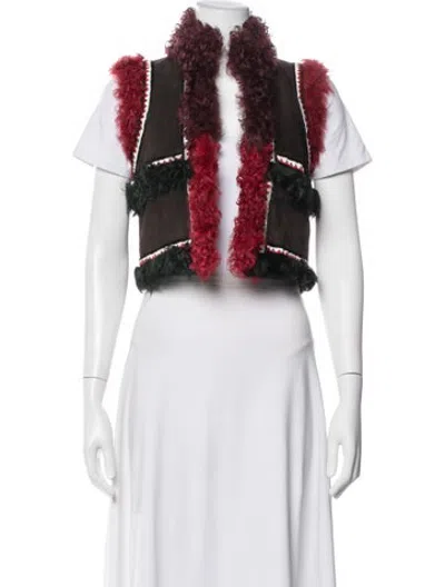 Pre-owned Dsquared2 Leather Patterned Vest In Red