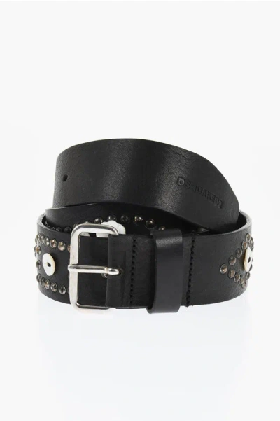 Dsquared2 Leather Pearl King Belt With Studs 40mm