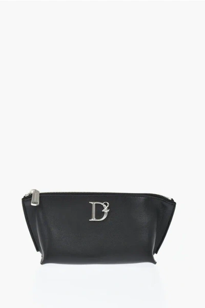 Dsquared2 Leather Pouch D2 Statement With Metal Monogram