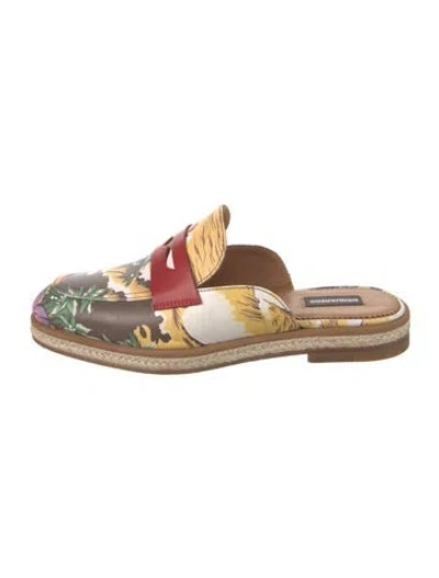 Pre-owned Dsquared2 Leather Printed Mules In Gold