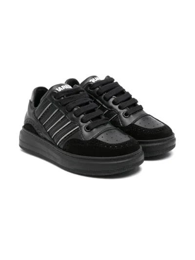Dsquared2 Kids' Leather Sneakers In Black
