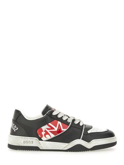 Dsquared2 Black Sneakers With Distressed Effect And Logo On The Heel In Multicolor