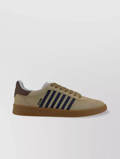 Dsquared2 Leather Sneakers Contrasting Bands In Green