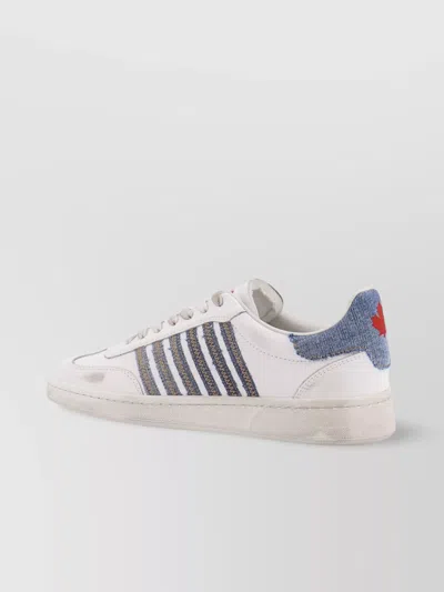 DSQUARED2 LEATHER SNEAKERS DENIM ACCENTS