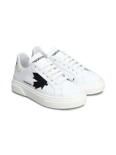 Dsquared2 Kids' Embroidered-motif Sneakers In White