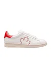 Dsquared2 Boxer Sneakers In Leather White And Red Color In White