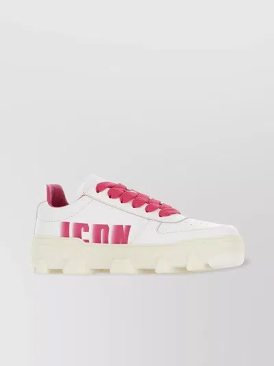 DSQUARED2 LEATHER SNEAKERS WITH MOLDED SOLE AND PERFORATED TOE
