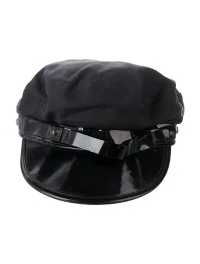 Pre-owned Dsquared2 Leather Solid Newsboy Hat In Black