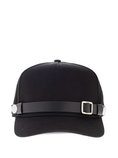 Dsquared2 Leather-strap Button Baseball Cap In Black