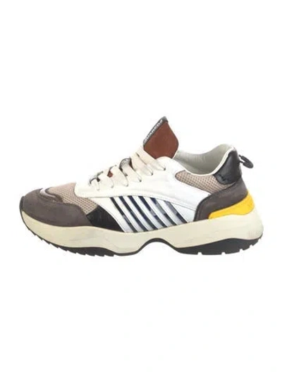 Pre-owned Dsquared2 Leather Striped Chunky Sneakers In White
