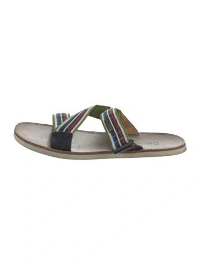 Pre-owned Dsquared2 Leather Striped Slides In Green