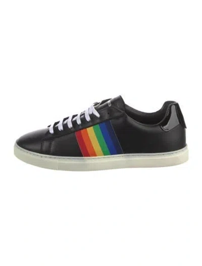 Pre-owned Dsquared2 Leather Striped Sneakers In Black