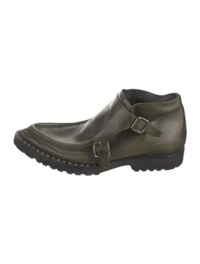 Pre-owned Dsquared2 Leather Studded Accents Monk Straps In Green