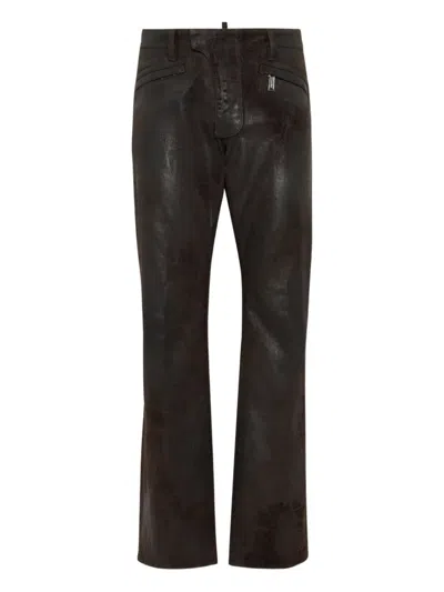 Dsquared2 Leather Trousers In Black