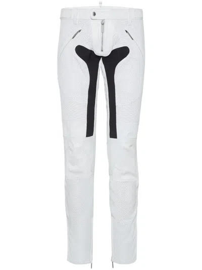 Dsquared2 Leather Trousers In White