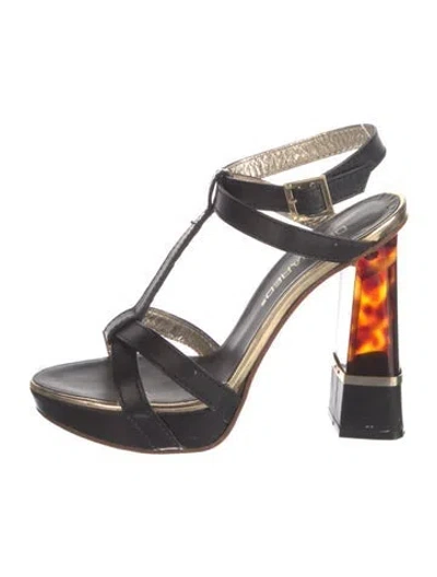 Pre-owned Dsquared2 Leather T-strap Sandals In Black