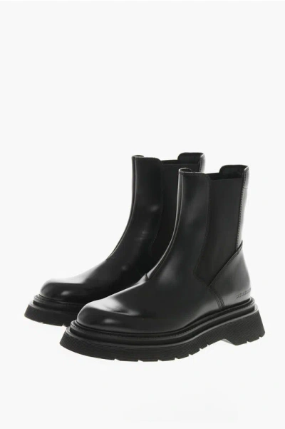 DSQUARED2 LEATHER URBAN CHELSEA BOOTIES WITH CARRION SOLE