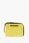 Dsquared2 Leather Wallet With Neck Strap In Yellow