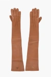 Dsquared2 Leather Warm Gloves With Golden Effect Monogram