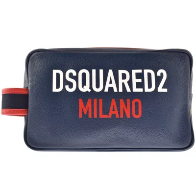 Dsquared2 Leather Wash Bag Navy