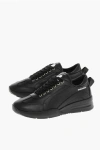 Dsquared2 Legend Lace-up Leather Sneakers With Rubber Sole In Black