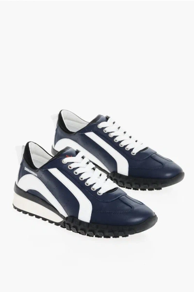 Dsquared2 Legend Leather Sneakers With Contrasting Details Grösse 42 In Blue