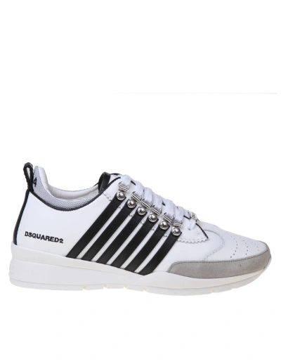 Dsquared2 Legendary Sneakers In Black And White Leather In Bianco