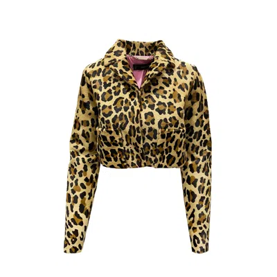 Dsquared2 Leopard Calf Hair Cropped Jacket Women