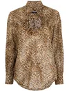 Dsquared2 Animal Print Ruffled Blouse In Brown