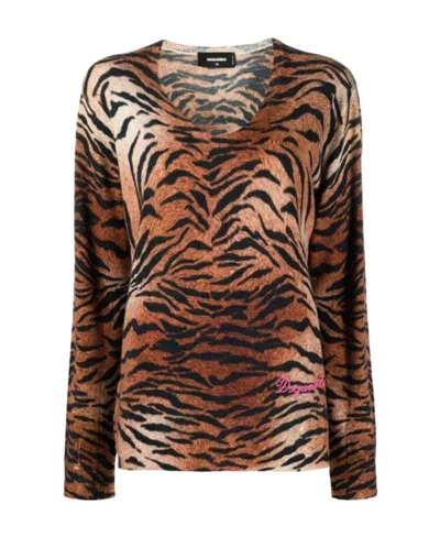 DSQUARED2 LEOPARD-PRINT KNITTED JUMPER