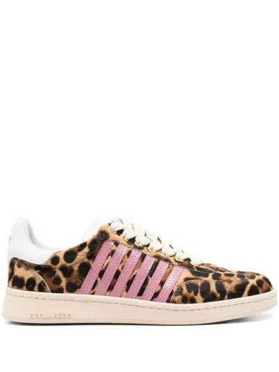 Dsquared2 Leopard Printed Sneakers In Maculato+rosa+bianco