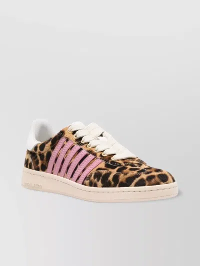 Dsquared2 Leopard Print Sneakers With Rubber Sole In Multi