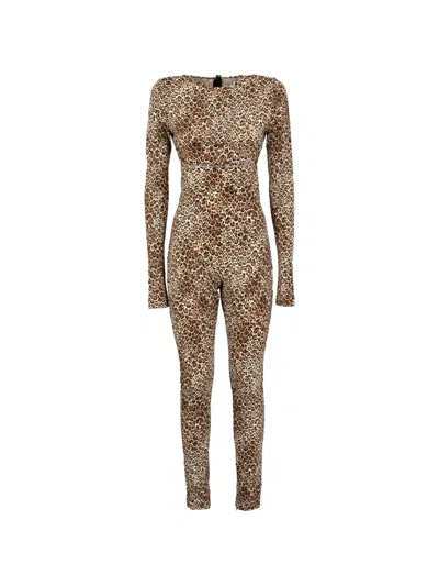 Pre-owned Dsquared2 Leopard-print Cut-out Jumpsuit In Brown