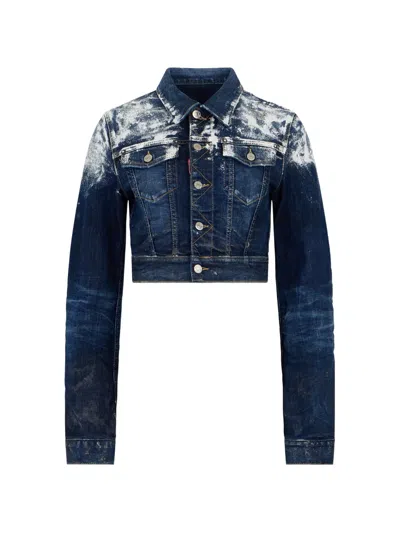 Dsquared2 Let It Snow Dean Paint-splatter Jacket In Blue