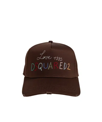 Dsquared2 Letter Logo Hat In Brown