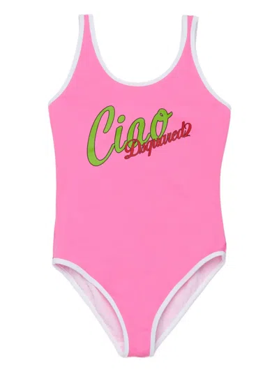 Dsquared2 Kids' Lettering-print Swimsuit In Multi