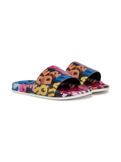 Dsquared2 Slide With Multicolor Allover Logo