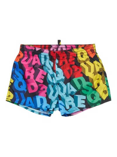 Dsquared2 Babies' Lettering Swim Shorts In Black