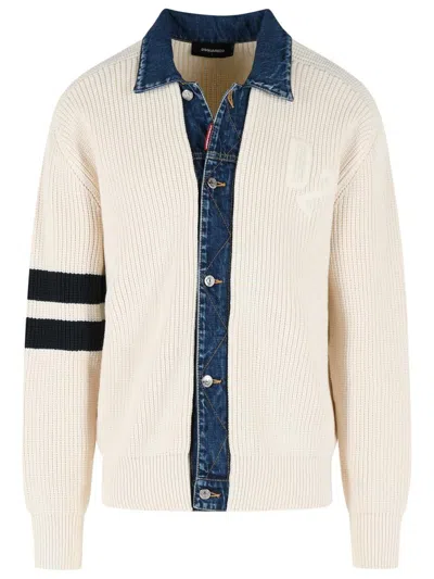 Dsquared2 Light Beige Cotton Blend Sweater Men In Multi