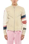 Dsquared2 Logo-patch Leather Biker Jacket In Neutral
