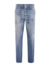 Dsquared2 Distressed Faded Five-pocket Belted Jeans In Blue