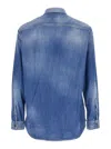 Dsquared2 Light Blue Jacket With Classic Collar And Logo Patch On The Front In Denim Man In Blue