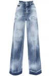 DSQUARED2 LIGHT BLUE RELAXED FIT JEANS WITH DISTRESSED DETAILING