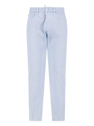 Dsquared2 Light Blue Straight-leg Cotton Denim Jeans