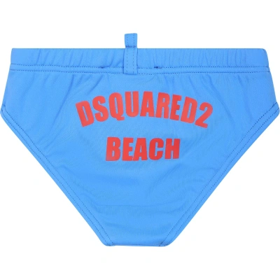 Dsquared2 Light Blue Swim Briefs For Baby Boy With Logo