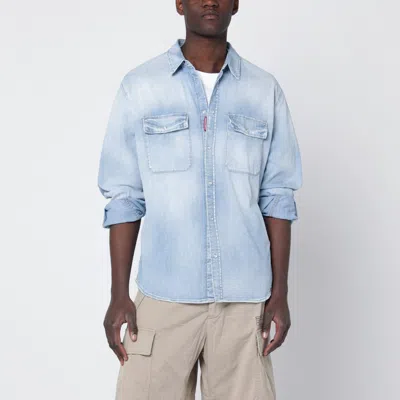 DSQUARED2 DSQUARED2 LIGHT BLUE WASHED DENIM SHIRT
