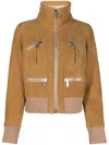 Dsquared2 Ribbed-detail Zip-up Bomber Jacket With Front Pockets In Light Brown
