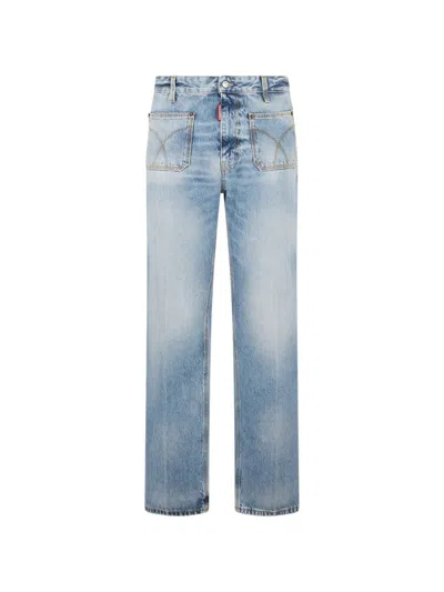Dsquared2 Light Diagonale Wash Trousers In Blue