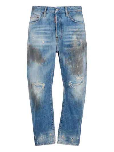 Dsquared2 Light Dirty Ripped Trousers In Blue